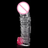 Crystal Penis G-spot Stimulation Reusable Cock Sleeve Aid Transparent Penis Extension Enlargement Condom Sex Toy for Couple